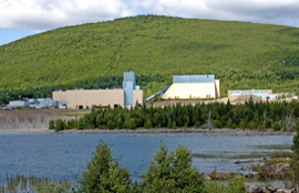 The Adex mine buildings, showing the tailings pond in the foreground, backed by Mount Pleasant.